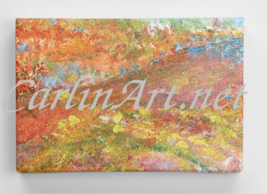 Informative image Printed canvas "Anza Spring" an acrylic and watercolor painting by Christina Carlin Can be viewed up close or from a distance creating an enjoyable art experience at any angle.